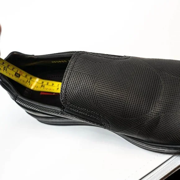 Prada Men's Black Leather with pattern Loafers 10US - Picture 10 of 11